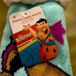 NWT! Flintstones Sherpa Lined Socks. One size fits most
